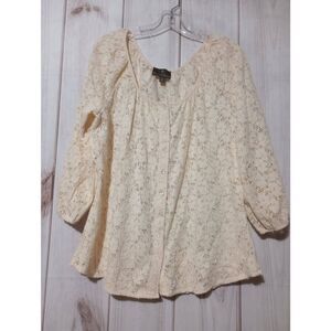 Fenn Wright Manson Shirt‎ Ladies 1x Ivory Lace Button Front